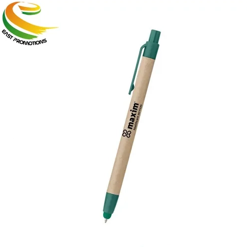 Custom Promotional Recyclable Kraft Paper Tube Touch Screen Stylus Ballpoint Pen with Logo Printing