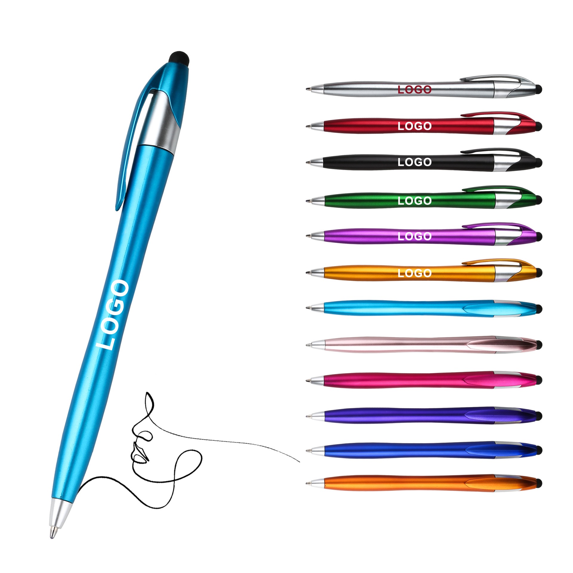 Wholesale Bulk Glitter Metal Button Ballpoint Pen Gift Shining Color Pens