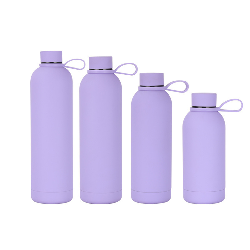 Custom Logo Leak-proof Double Wall Stainless Steel Water Bottle Soft Touch Small Mouth Rubber Coating Thermal Vacuum Flask