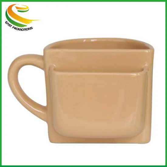 Customized Milk Pocket Mug, Ceramic Coffee Cup with Cookie Holder for Gifts