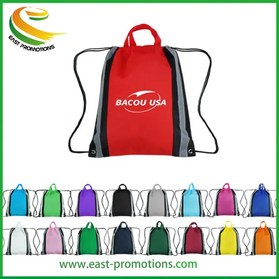 Factory Price Sport Drawstring Backpack Bag Reflective String Bag with Handlle for Gym