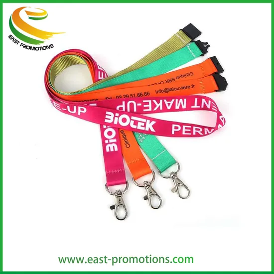 Custom Design RPET Fabric Sublimation Printing Logo Neck Key Chain Nylon Lanyard