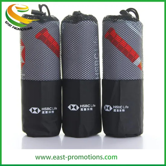 Wholesale Microfiber Light Weight Sport Gym Towels Travel Towel with Printed Mesh Pouch