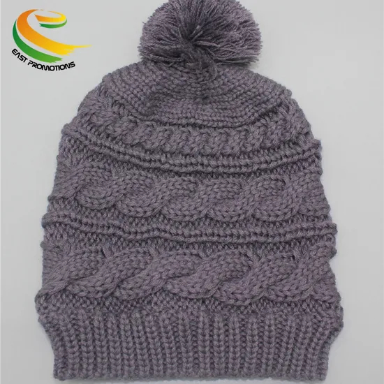 Customized Logo Embroidered Acrylic Wool Winter Ski Sports Warm Knitted Beanie Hat