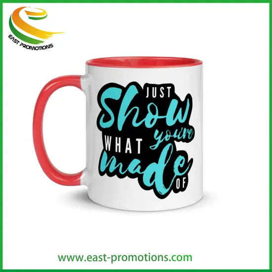 Personalized Sublimation Blank 11oz Ceramic Cups Coffee Mugs with Color Inside and Handle