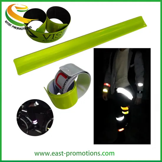 Wholesale Eco-Friendly PVC Slap Bracelet, Reflective Snap Wrist Bands for Safety