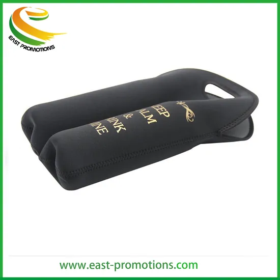Customized Neoprene Double Wine Cooler Tote Bags Bottle Sleeve with Carrying Handle