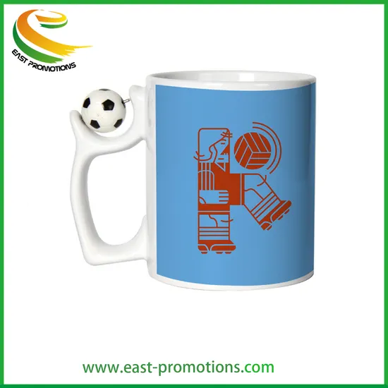 Hot Sale Design 11oz Blank Ceramic Sublimation Mug Cups with Swivel Football Handle