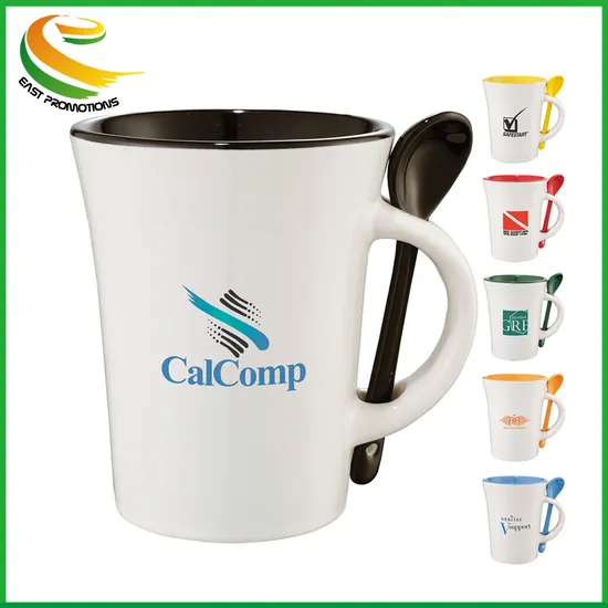 Wholesale Color Ceramic Coffee Mug with Color Spoon in Handle