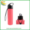Custom Logo 600ml portable Soft Silicone Foldable Water Drinking Bottle for Outdoor Sports