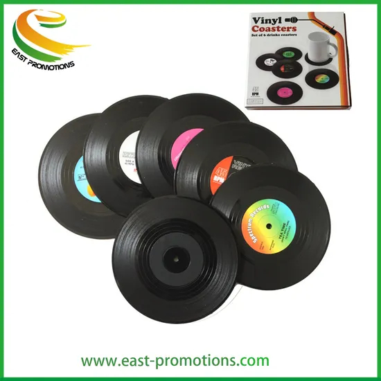 Custom Promotional Cup Coaster Set, Set of 6 CD Drink Coasters for Music Lovers