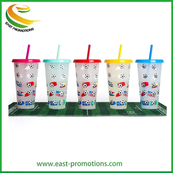Customized 24oz BPA Free Reusable Plastic Cold Magic Drinking Tumblers Cups with Straw