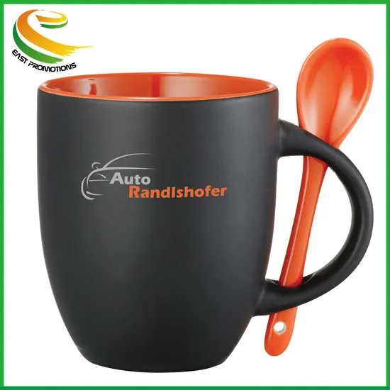 Manufacturer Customized 11oz Porcelain Ceramic Gift Mug Color Changing Ceramic Cups with Spoon
