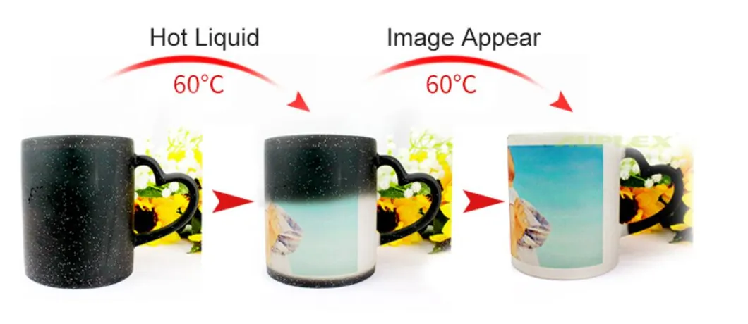 Manufacturer Customized 11oz Porcelain Ceramic Gift Mug Color Changing Ceramic Cups with Spoon