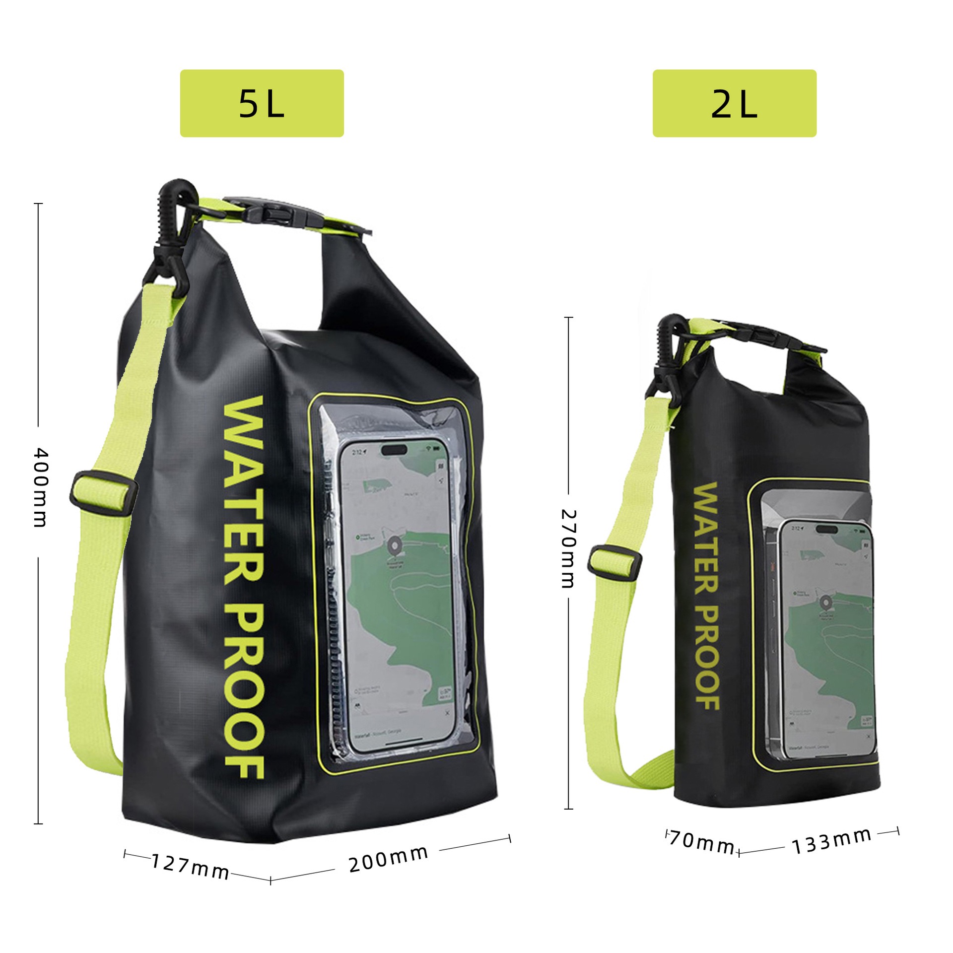 New 2L 5L Mobile Phone PVC Waterproof Bag Outdoor Dry Bucket Bag