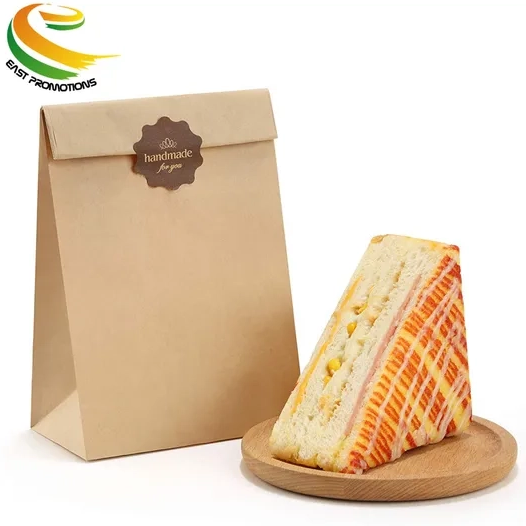 Custom Brown Kraft Paper Cake Bag Food Grade Paper Packing Bag Anti-Oil Pouch for Food