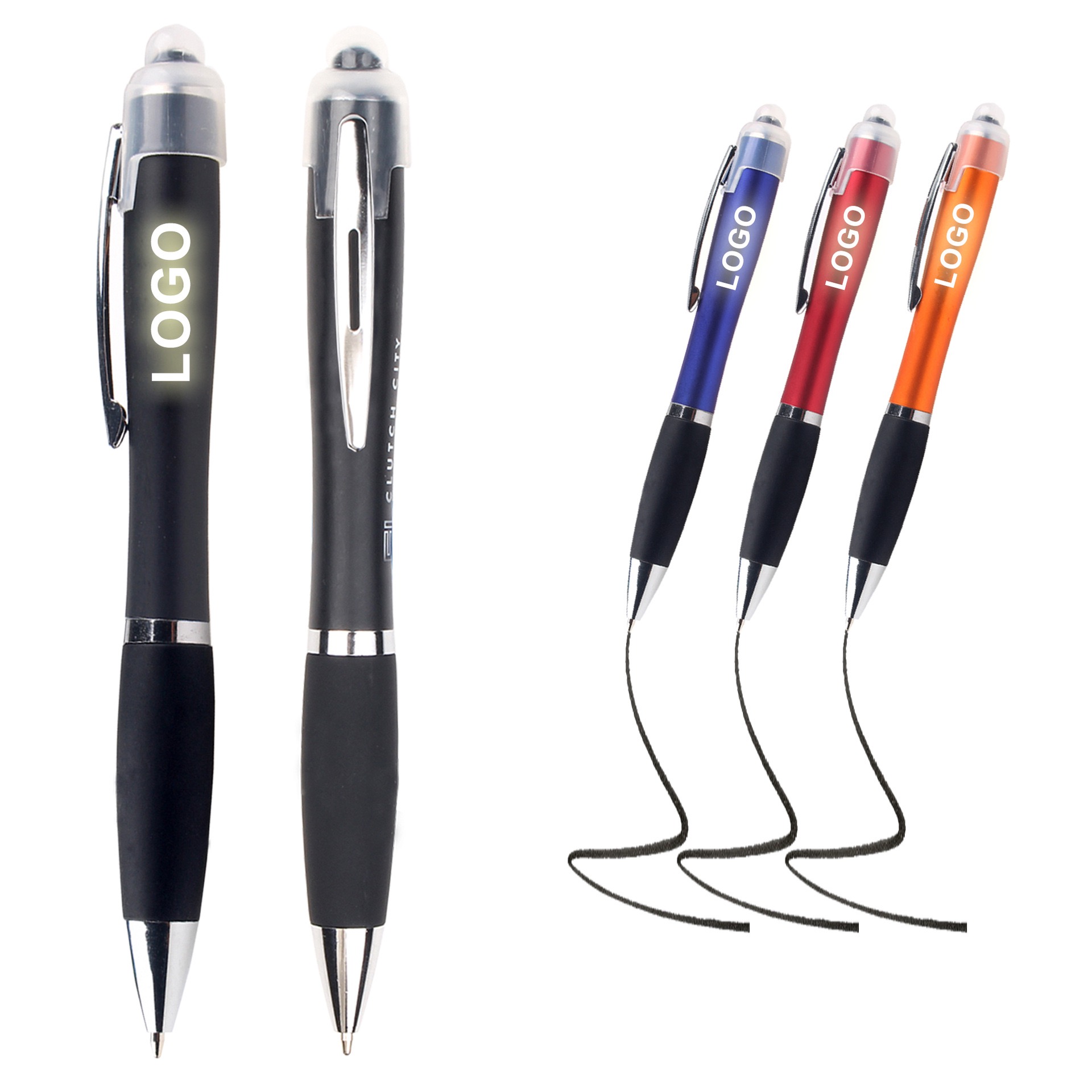 Custom Promotional LED Logo Light Up Pen Stylus Ballpoint Pens for Business