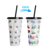 Color Changing Cups Glow in The Dark 24oz Reusable Plastic Drink Cups with Straw Lids
