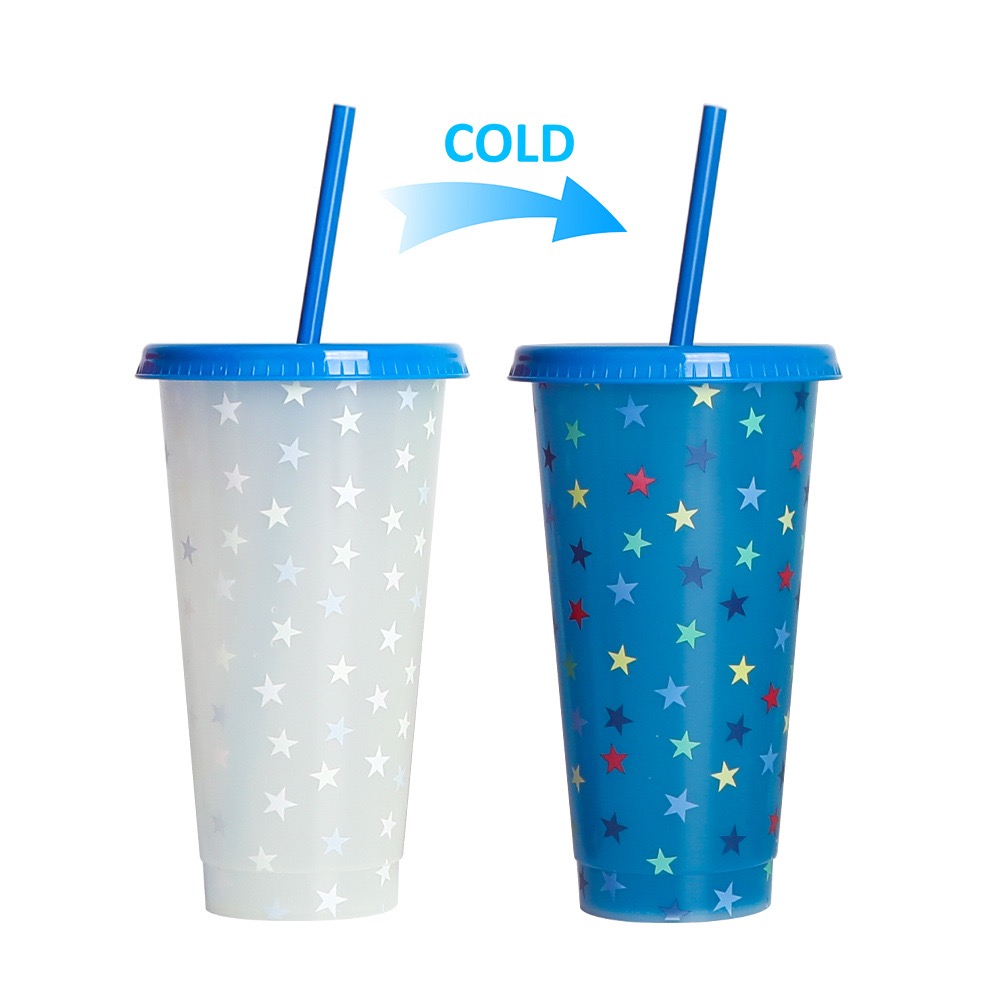 Custom PP Drink Straw Reusable Plastic Cold Color Changing Magic Cup