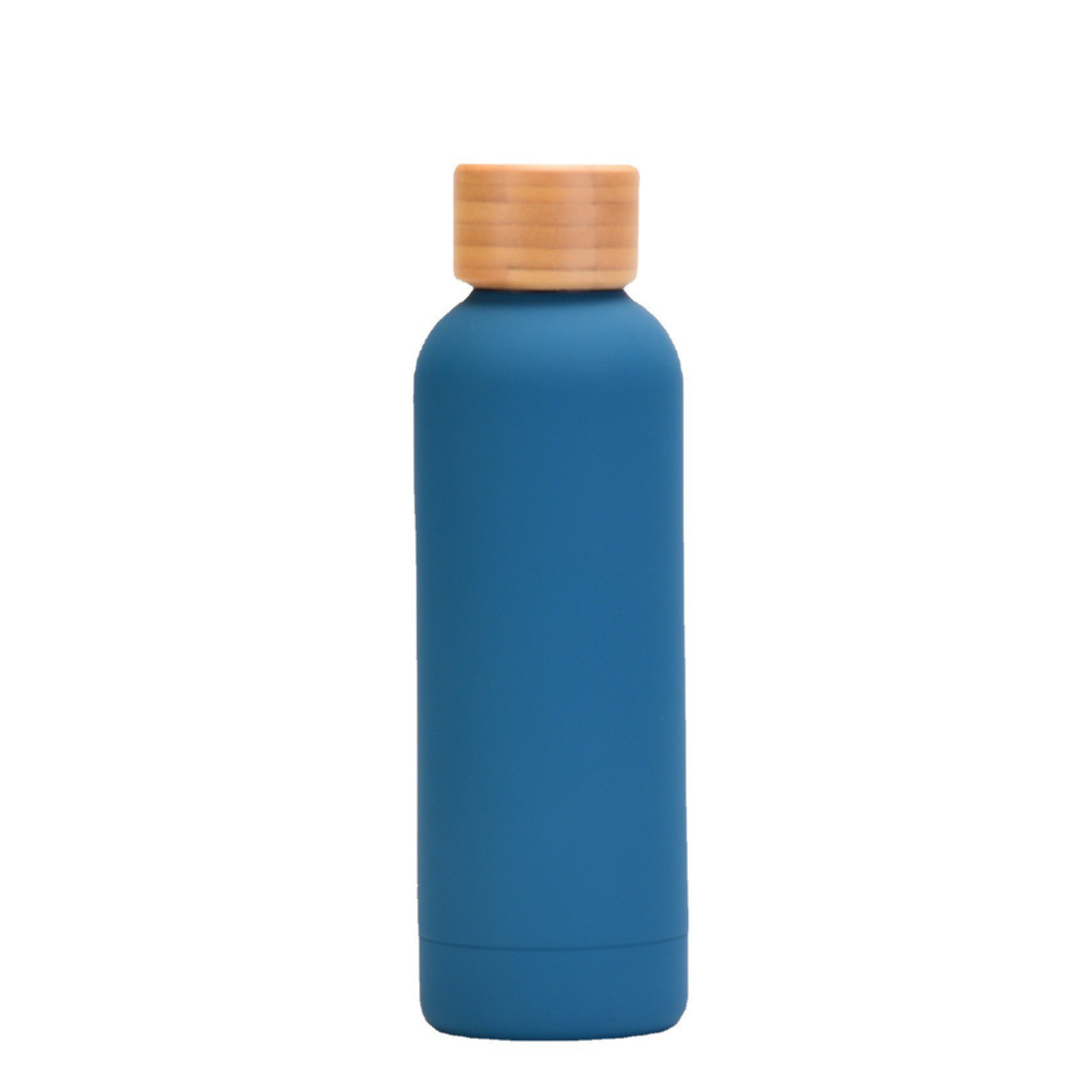 New Stainless Steel Sports Vacuum Insulated Flask Soft Touch Water Bottle with Wood Bamboo Lid 
