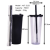  700ml Matte Pastel Colored Acrylic Tumblers Double Wall Plastic Tumblers With Straw