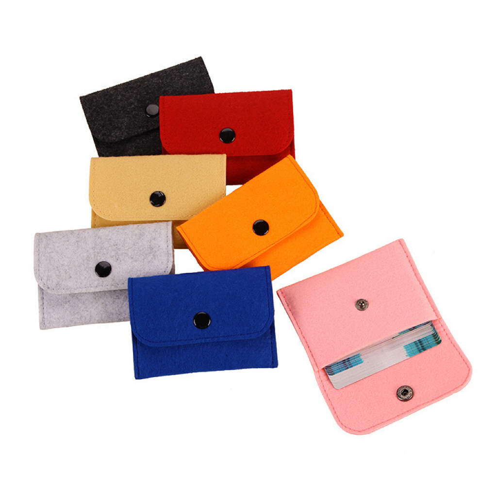 New Fashion Simple Felt Coin Purse Short Felt Wallet Bag Change Pouch