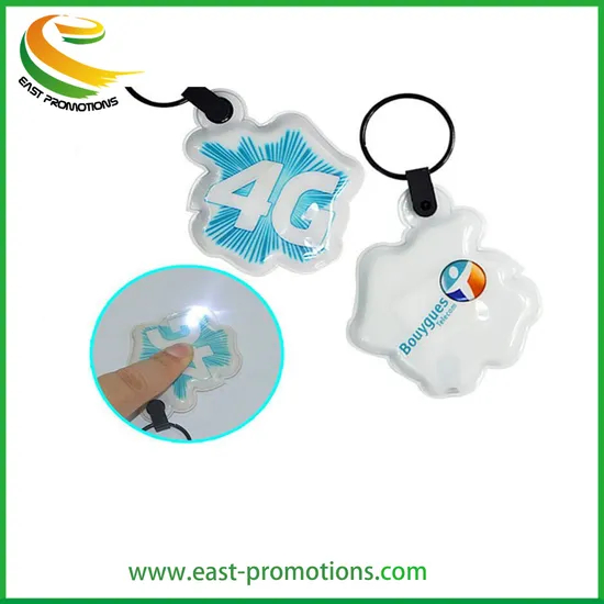 Manufacturer Supply LED Flashing Keychain, PVC Key Chain with Logo Printed