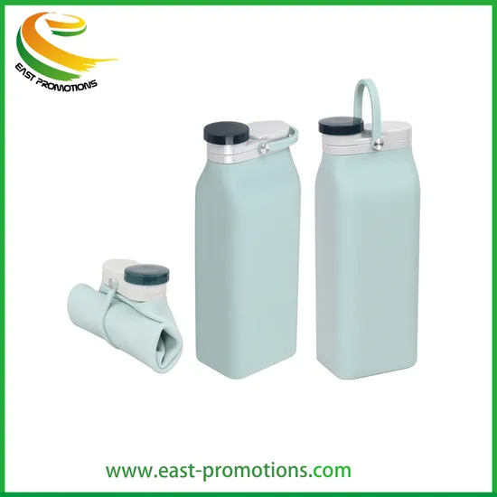 Custom Logo BPA Free 400ml 600ml Collapsible Food Grade Silicone Foldable Water Bottles for for Traveling Running Fitness