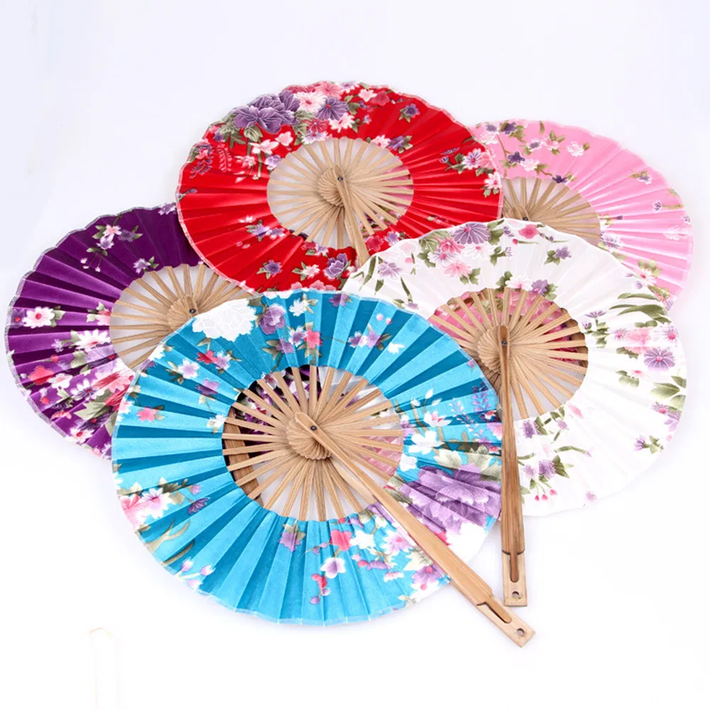 Printing Flowers Round Windmill Cloth Fan