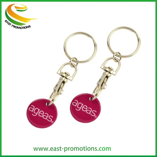 Wholesale Trolley Shopping Coin Key Ring Metal Euro Coin Keychain for Trolley