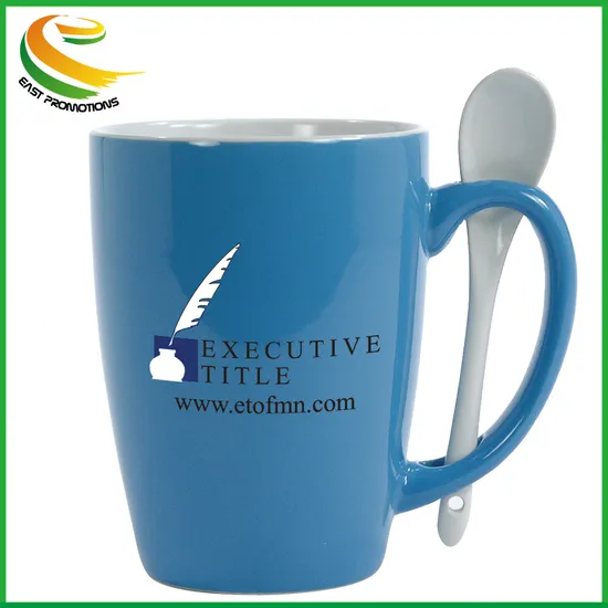 Wholesale Color Ceramic Coffee Mug with Color Spoon in Handle