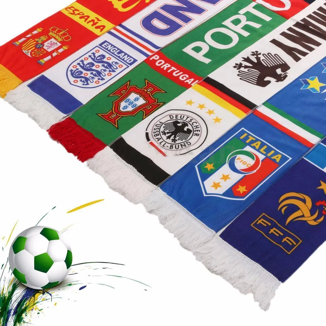 Polyester Satin Printing Sports Team Promotional Football Fans Scarf
