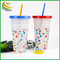 Customized 24oz BPA Free Reusable Plastic Cold Magic Drinking Tumblers Cups with Straw
