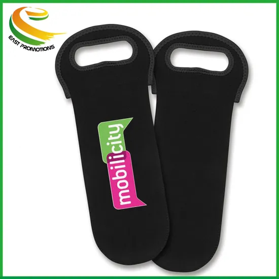 Factory Custom Neoprene Single Wine Bottle Carrier Holder Cooler Bag with Logo Printing