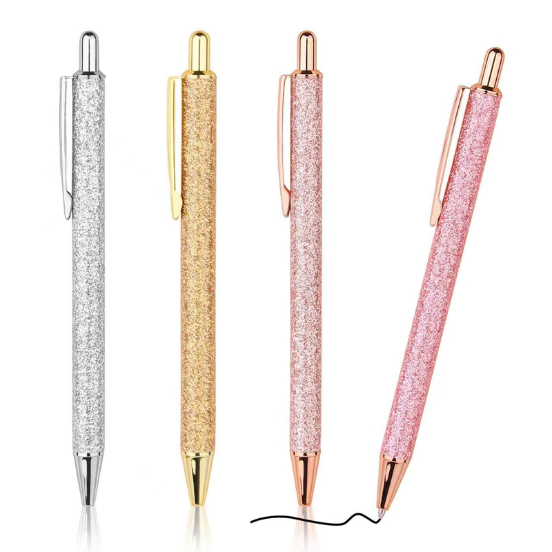 Glitter Sparkly Fancy Inspirational Ballpoint Pen with Retract Pen Pretty Cute Metal Aluminum Pen