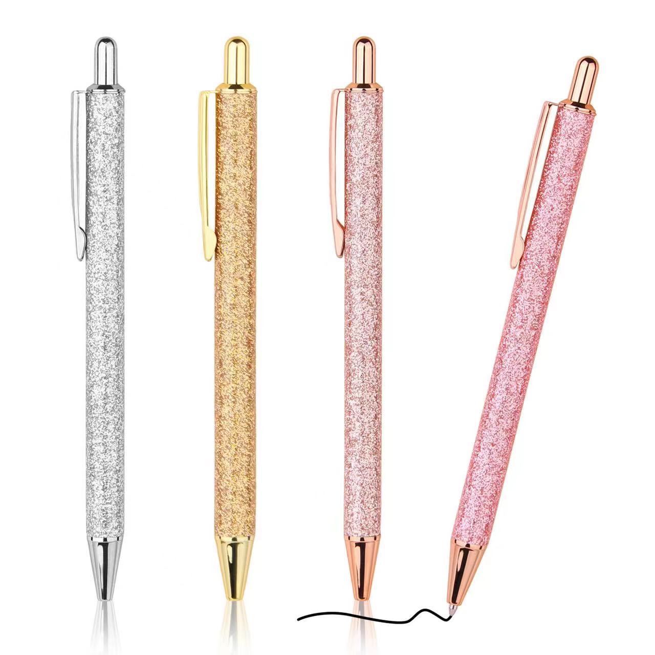 Glitter Sparkly Fancy Inspirational Ballpoint Pen with Retract Pen Pretty Cute Metal Aluminum Pen