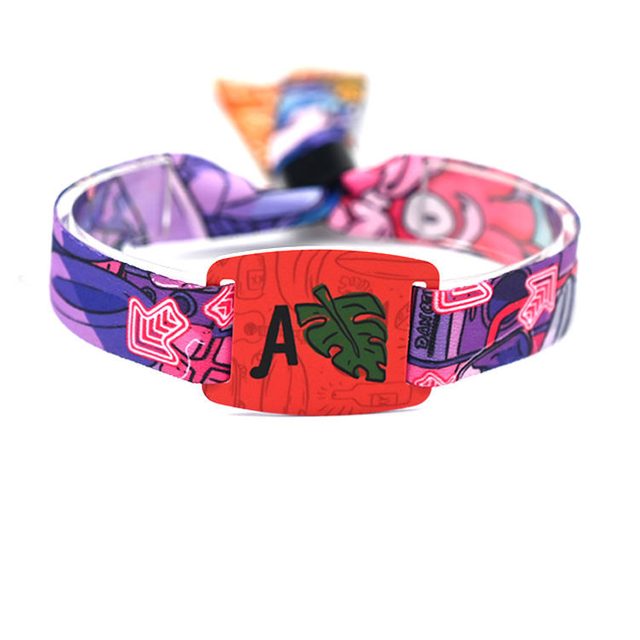 Custom QR Code Event Bracelet Dye Sublimation Printing 13.56Mhz NFC Festival Rfid Fabric Wristband 