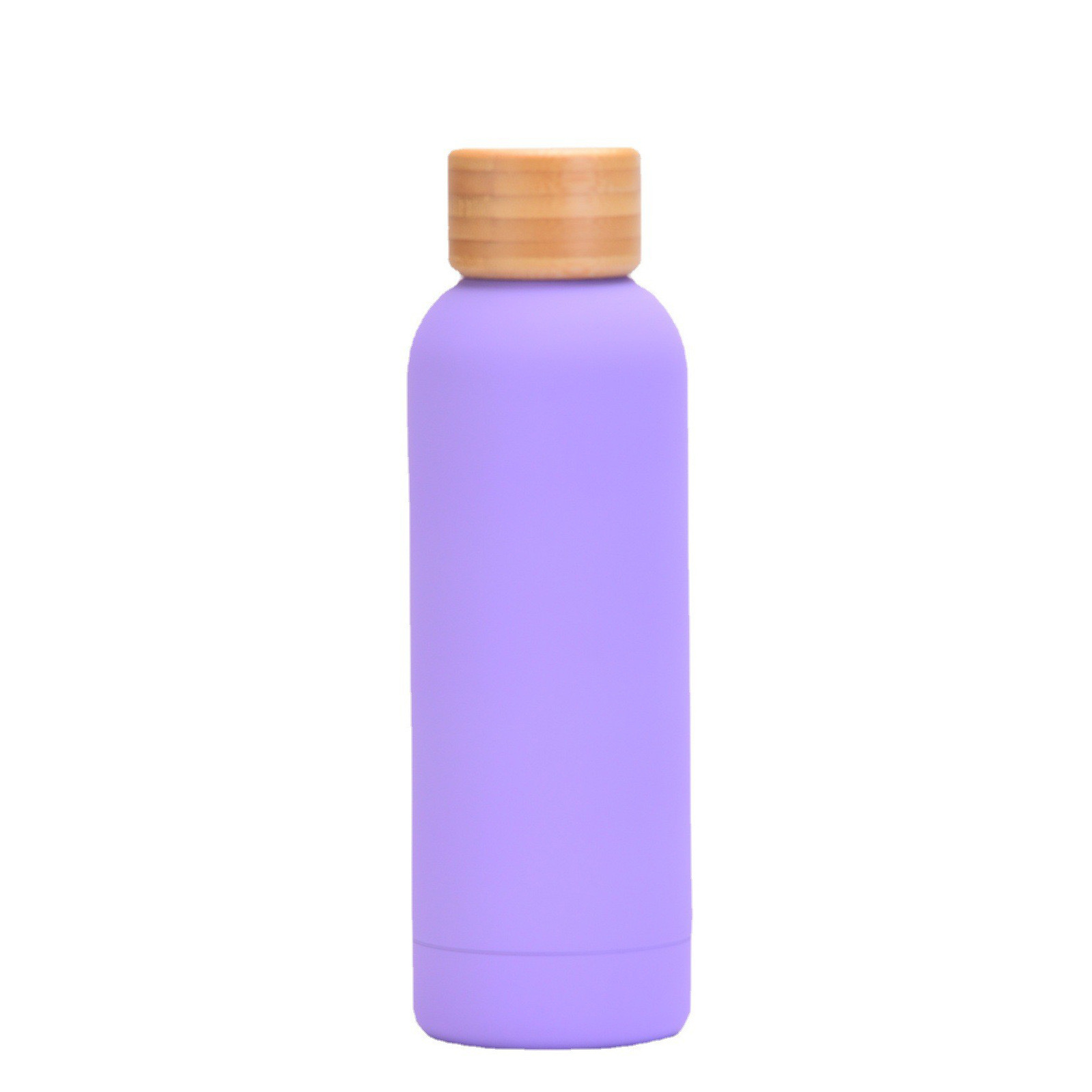 New Stainless Steel Sports Vacuum Insulated Flask Soft Touch Water Bottle with Wood Bamboo Lid 