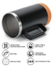 12oz 16oz Slim Stainless Steel Cork Bottom Wood Travel Coffee Tumbler Matte Black Mug With Sliding Lock Lid 