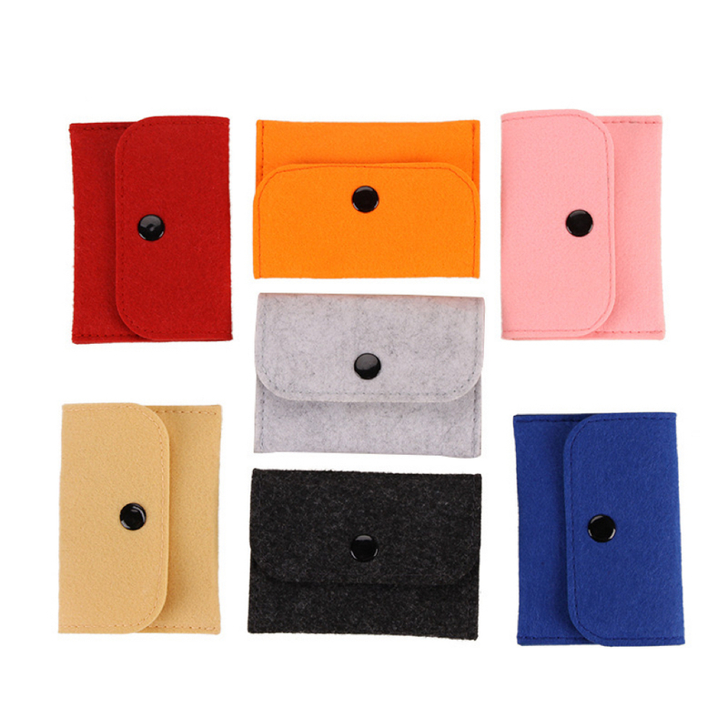 New Fashion Simple Felt Coin Purse Short Felt Wallet Bag Change Pouch