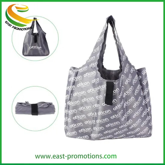 Custom Printed Foldable Shopping Bag, Supermarket Grocery Tote Bags Polyester Folding Bag