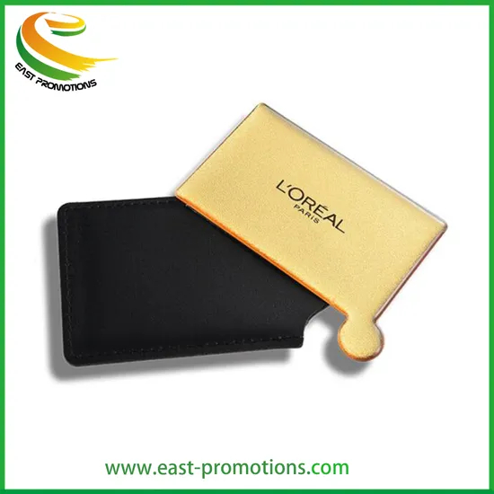 Factory Custom Stainless Steel Pocket Cosmetic Makeup Mirror Promotion Mirror with Leather Holder