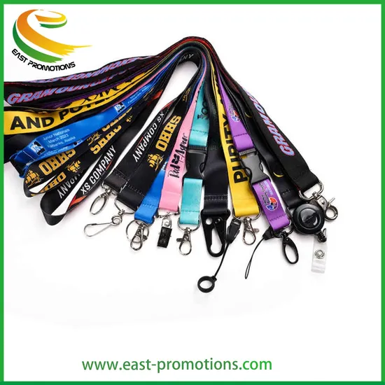 Custom Design RPET Fabric Sublimation Printing Logo Neck Key Chain Nylon Lanyard