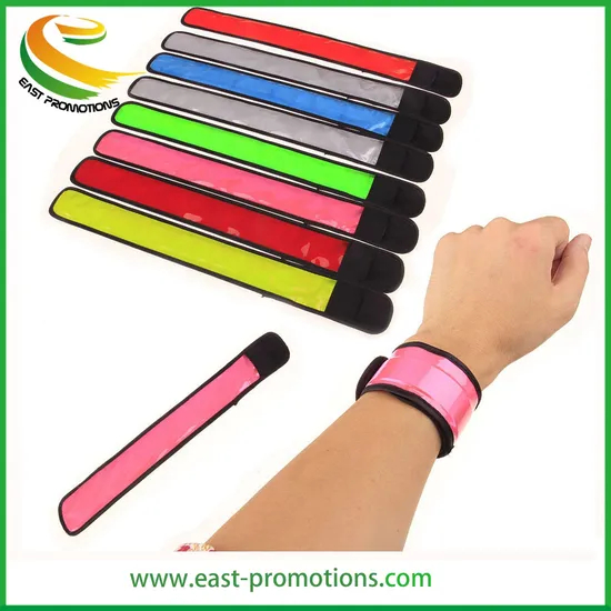 Custom Glowing Nylon Sports Arm Band, Safety Reflective LED Slap Strap