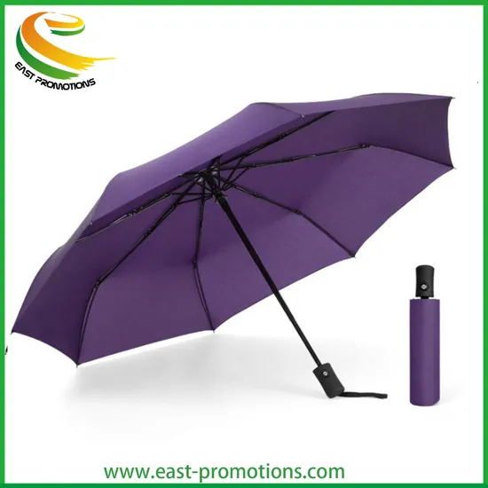 Custom Automatic 3 Folding Rain Umbrella for Promotional Gifts