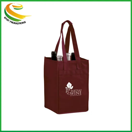Custom Cheap High Quality 4 Bottle Non Woven Wine Bag, Carrier Bag for Bottle Packing
