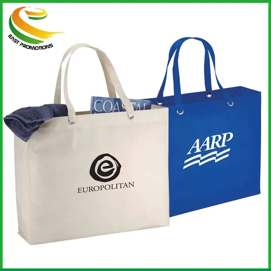 Custom Printed Eco Friendly Tote Grocery Shopping Fabric PP Laminated Recyclable Non Woven Bag