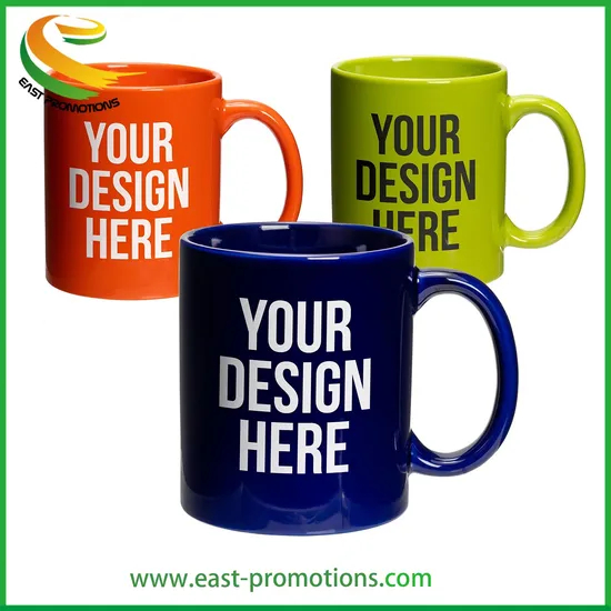 Factory Wholesale Customized 11oz Promotional Drinking Porcelain Mug Ceramic Tea Cups with C Handle