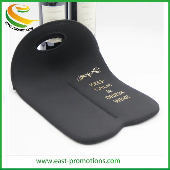 Customized Neoprene Double Wine Cooler Tote Bags Bottle Sleeve with Carrying Handle