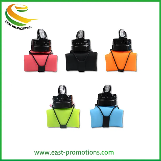 Custom Logo 600ml portable Soft Silicone Foldable Water Drinking Bottle for Outdoor Sports